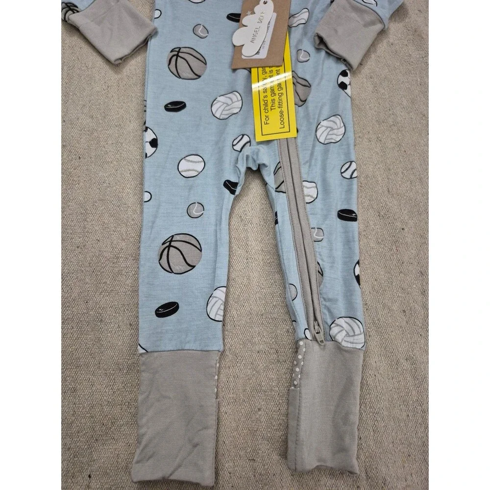 Angel dear zipper footie sports ball blue size 0-3 nwt